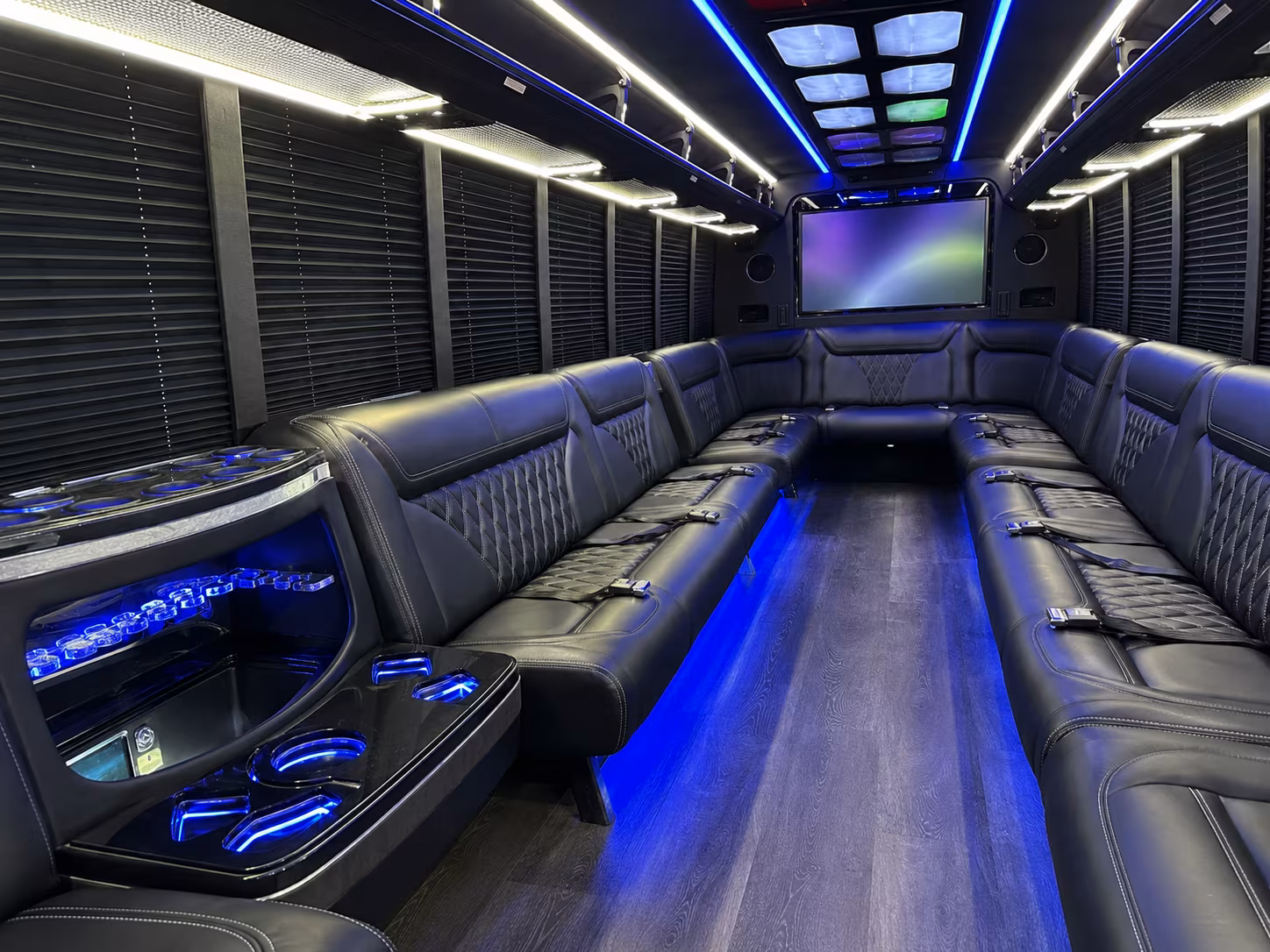 enid 20 passenger party bus inside