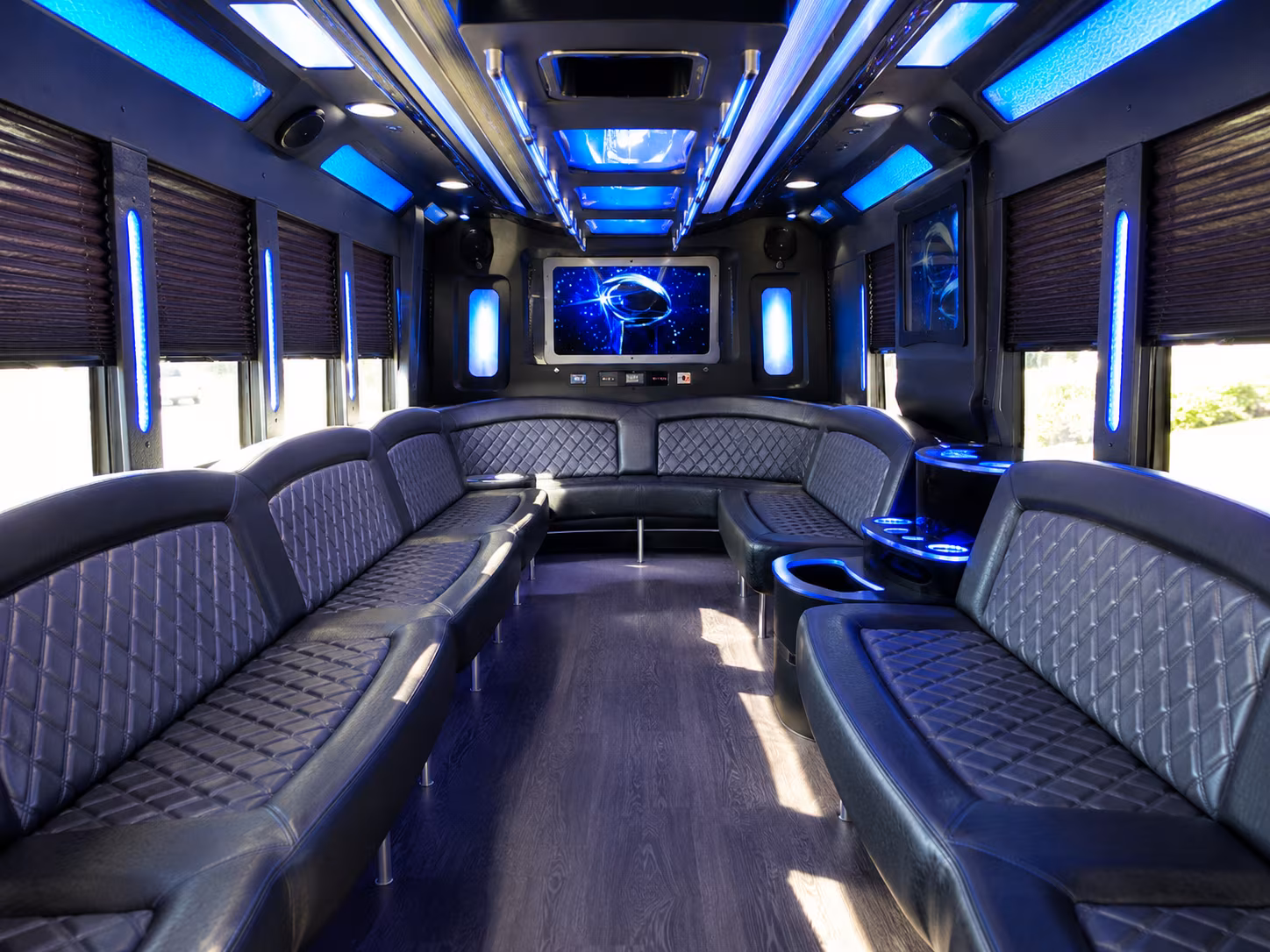 enid 28 passenger party bus inside
