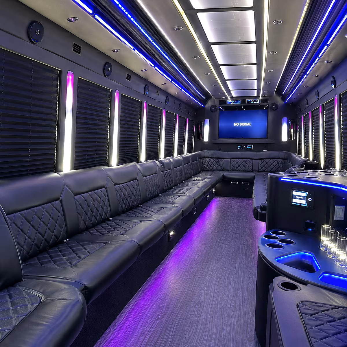 enid 30 passenger party bus inside