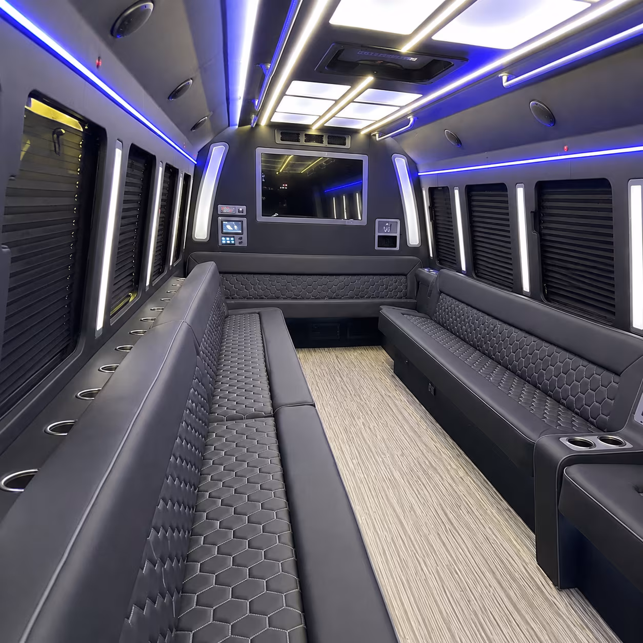 enid 40 passenger party bus inside