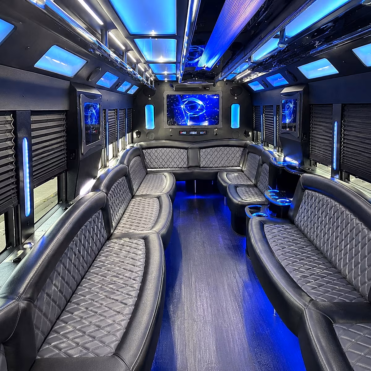 enid 50 passenger party bus interior