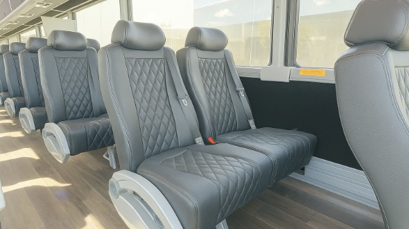 Interior of Charter Bus Company Enid's 30 Passenger Minibus in Enid