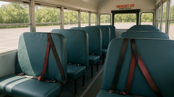 Interior of Charter Bus Company Enid's School Bus in Enid