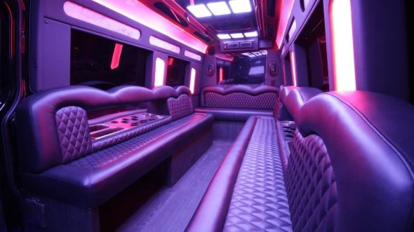 Interior of Charter Bus Company Enid's Sprinter Limo in Enid