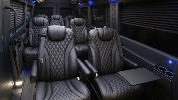Interior of Charter Bus Company Enid's Sprinter Van Rental With Driver in Enid